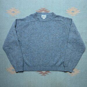 Pendleton Shetland wool sweater pullover gray blue crewneck raglan women’s large
